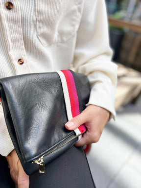 Black + Multi Stripe Vegan Crossbody, Belt Bag + Clutch - Aspen Lane 