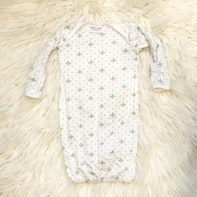 Fleur de Lis Newborn Gown : Mint - Aspen Lane 