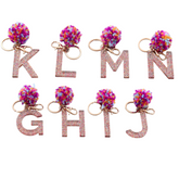 Glitter Pom Initial Keychain - Aspen Lane 